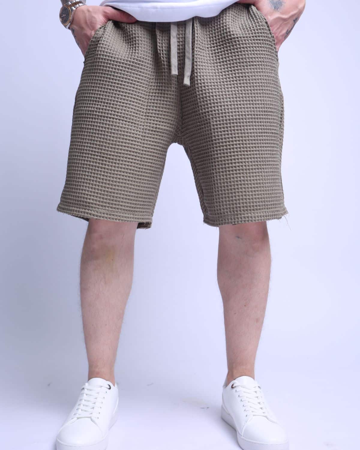 ברמודה אוברסייז לגבר דגם וופל ירוק