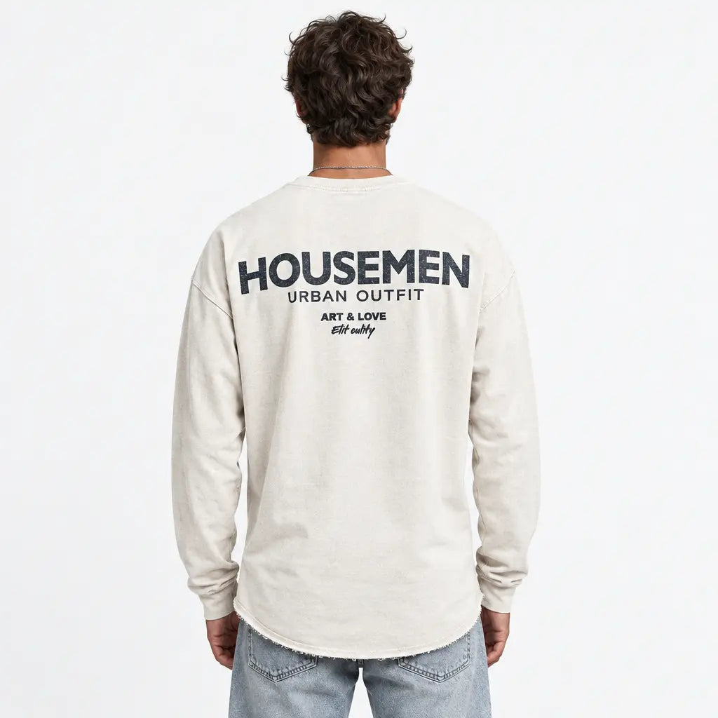 חולצת אוברסייז לגבר פרנץ' טרי HOUSEMEN – שרוולים ארוכים
