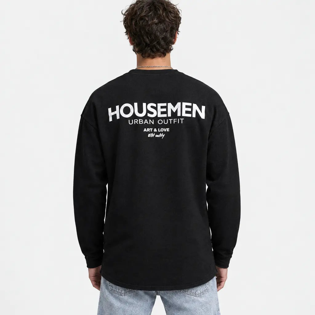 חולצת אוברסייז לגבר פרנץ' טרי HOUSEMEN – שרוולים ארוכים
