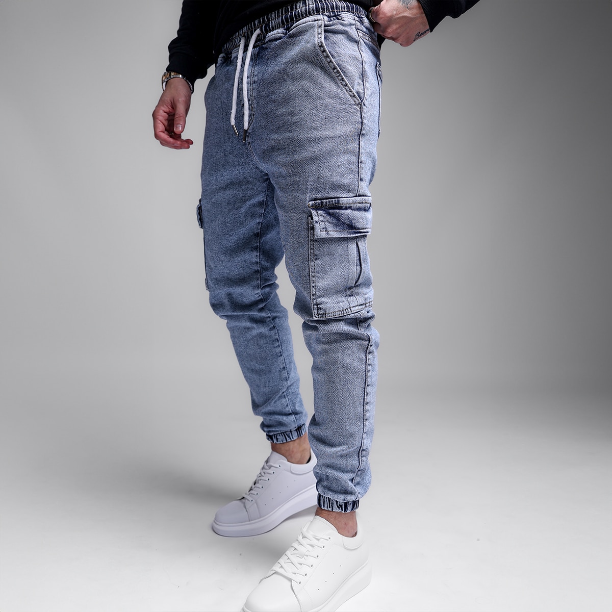 דגמח גינס תכלת לגבר עם גומי במותן ובקרסול - דגם נייל