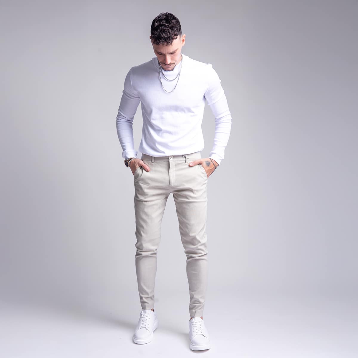 מכנס אלגנט פשתן לגבר דגם טקסטורה אבן