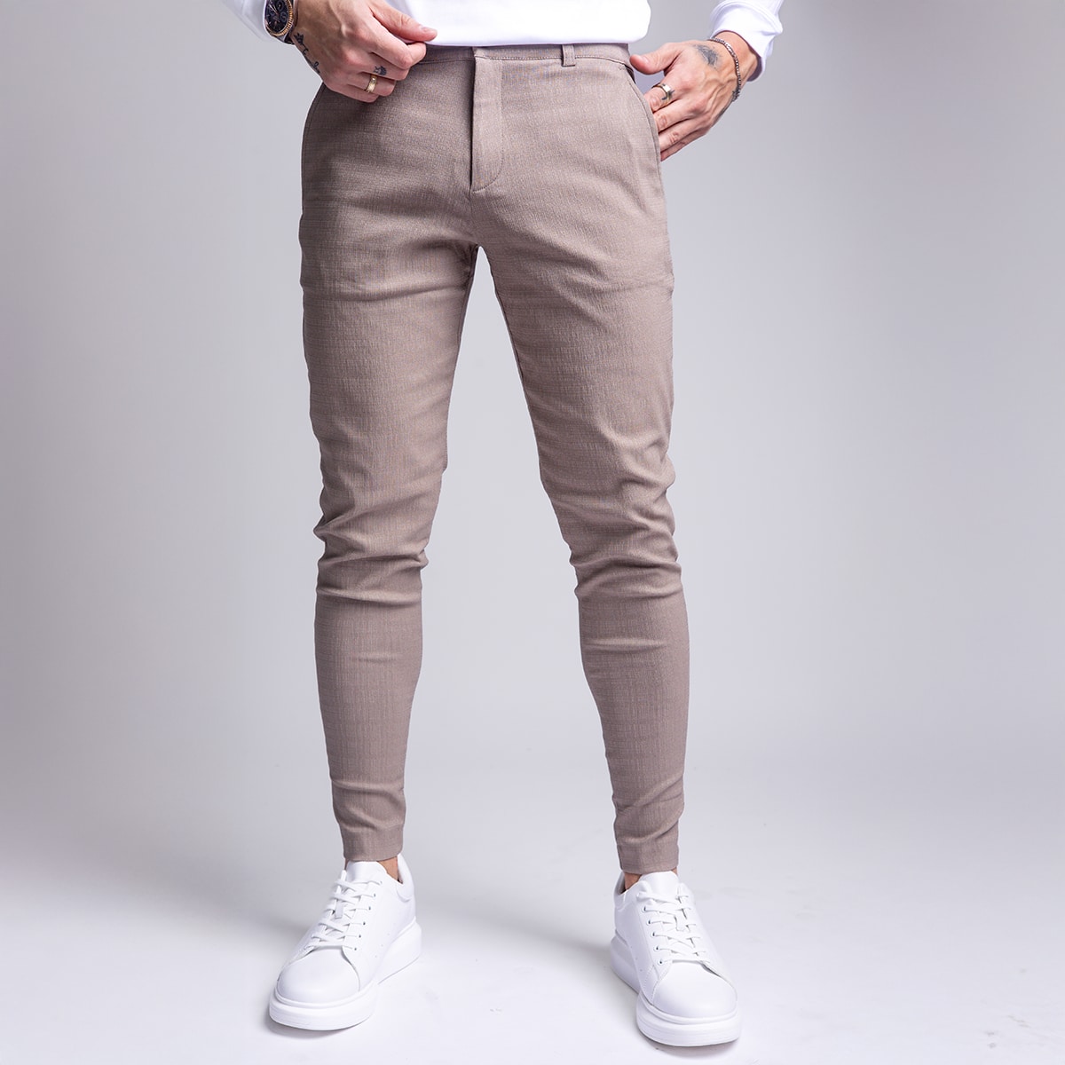 מכנס אלגנט פשתן לגבר דגם טקסטורה שחור