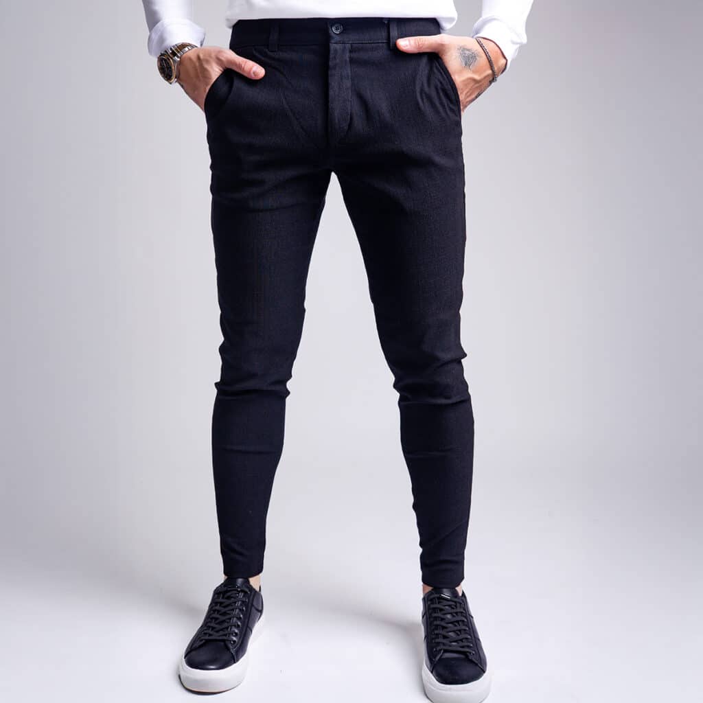 מכנס אלגנט פשתן לגבר דגם טקסטורה שחור