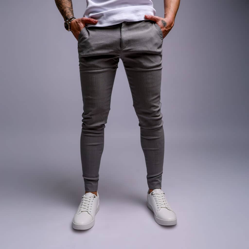 מכנס אלגנט פשתן לגבר דגם טקסטורה אפור