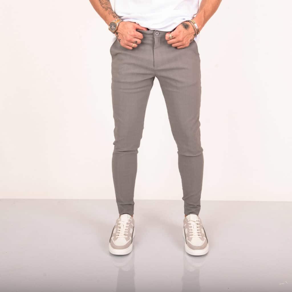 מכנס אלגנט פשתן לגבר דגם טקסטורה חום