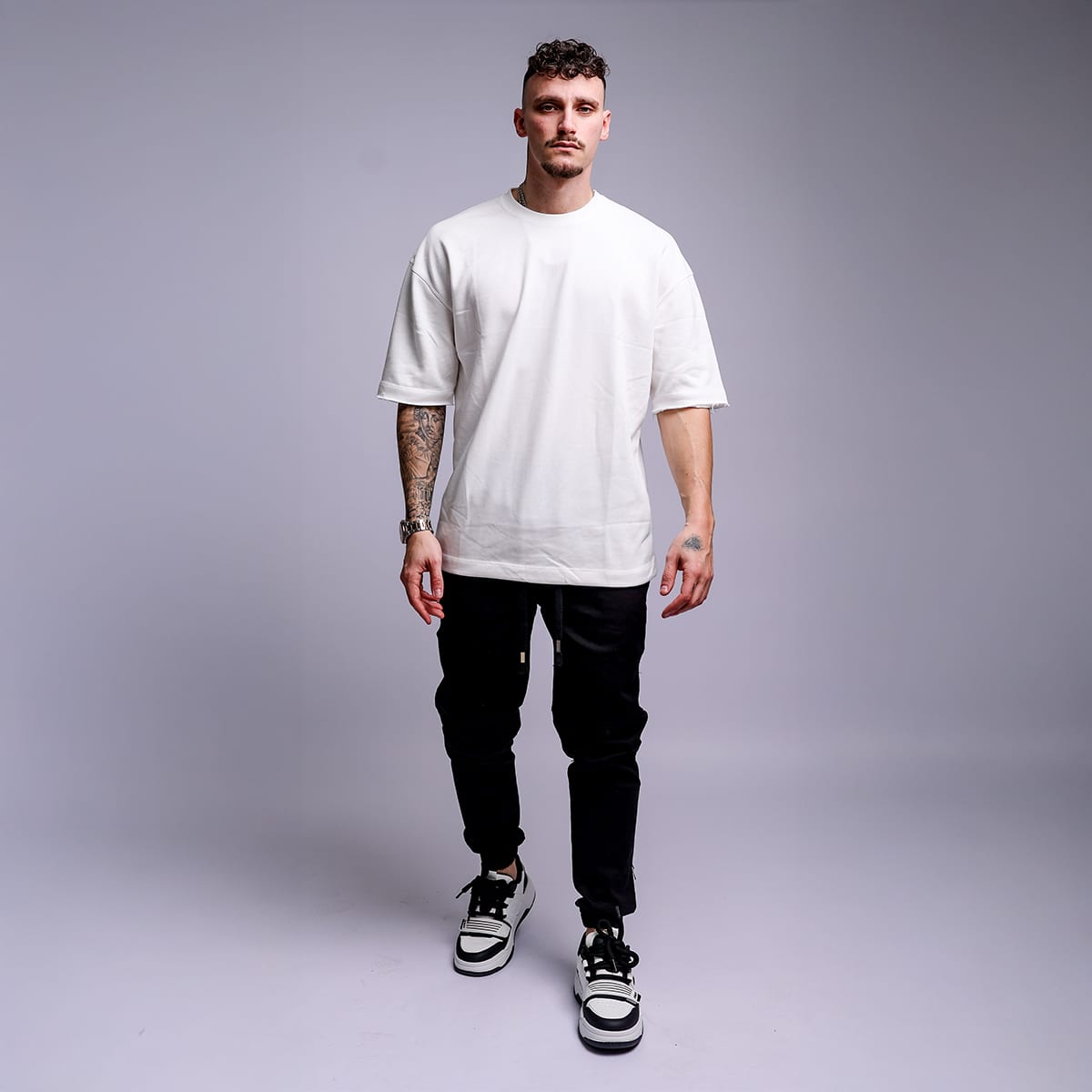 חולצת טי פרנץ' טרי אוברסייז לגבר - בד כותנה פרימיום