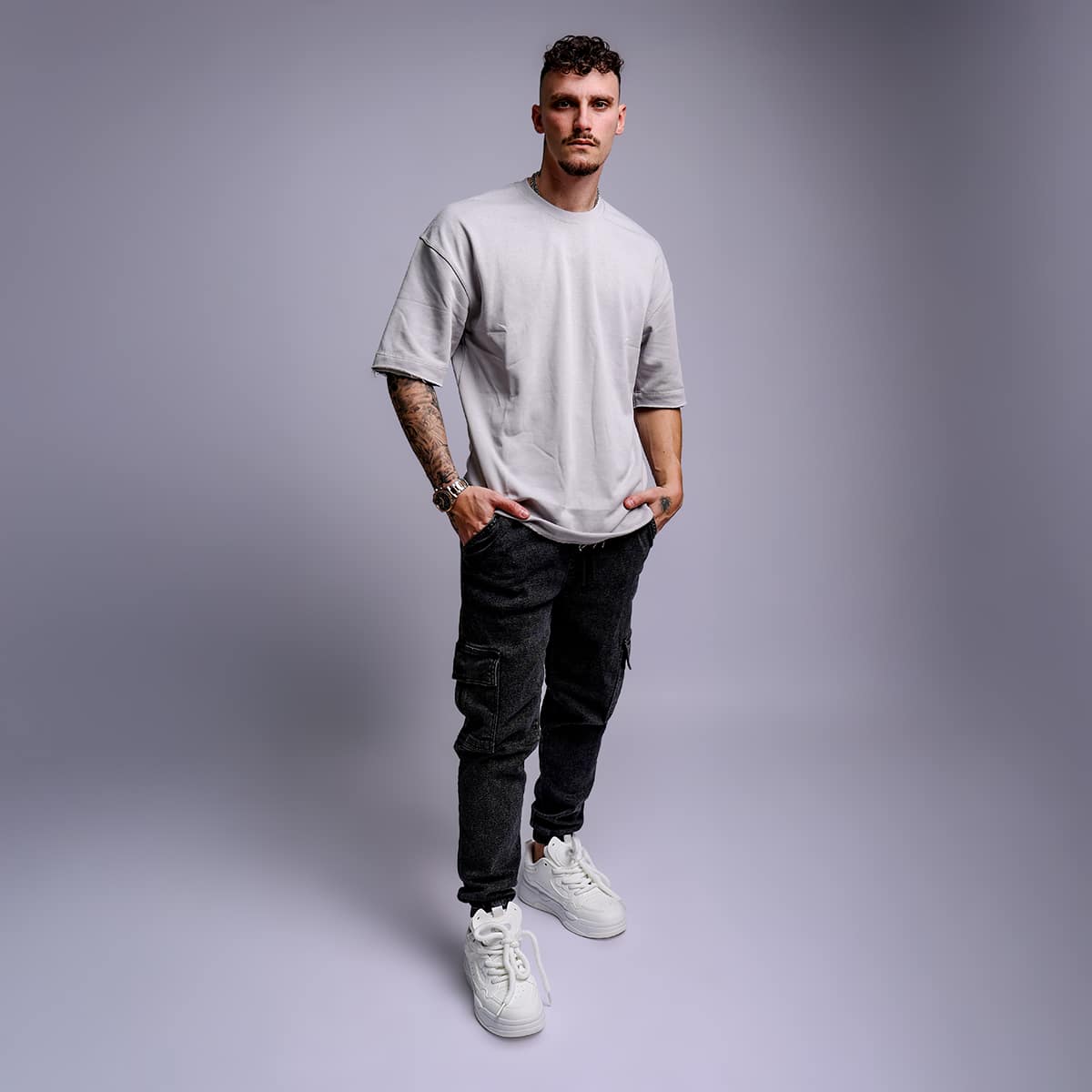 חולצת טי פרנץ' טרי אוברסייז לגבר - בד כותנה פרימיום